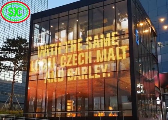 P3.91 Прозрачный полноцветный светодиодный экран 1500 кд/кв.м для стеклянных навесных стен
