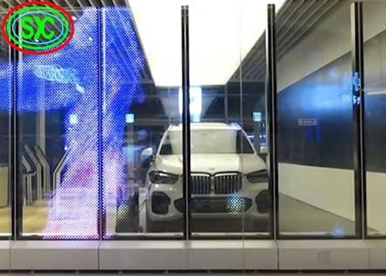 Светодиодный прозрачный экран высокая яркость полный цвет прозрачная стена 32768 пунктов / квадратный метр Для аренды