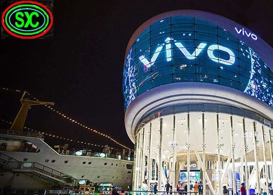 P3.91 Прозрачный полноцветный светодиодный экран 1500 кд/кв.м для стеклянных навесных стен