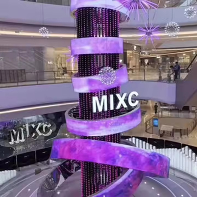 Наружный 360° цилиндрный светодиодный дисплей колонна кривая экрана рекламный щит