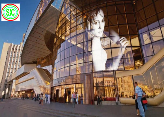 P3.91-7.82 Полный цвет Прозрачный светодиодный экран 1000x1000 мм Стеклянный дисплей