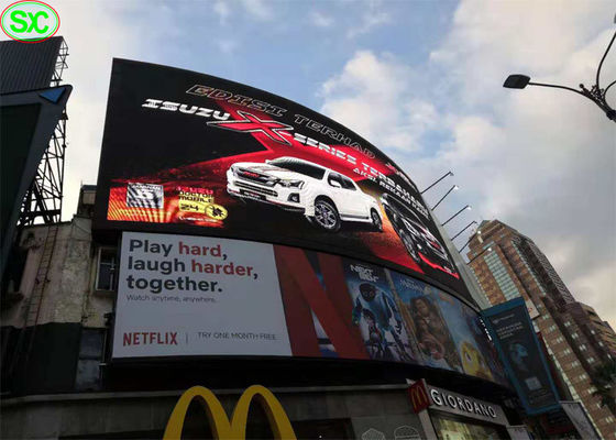 Изогнутые П10 большие на открытом воздухе экраны дисплея приведенные, видео- экран приведенный СМД3535 ИП65